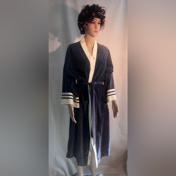 Vintage Dior robe de Chamdre-Slate blue/ivory loungewear. Unisex. Size medium - Picture 5 of 11